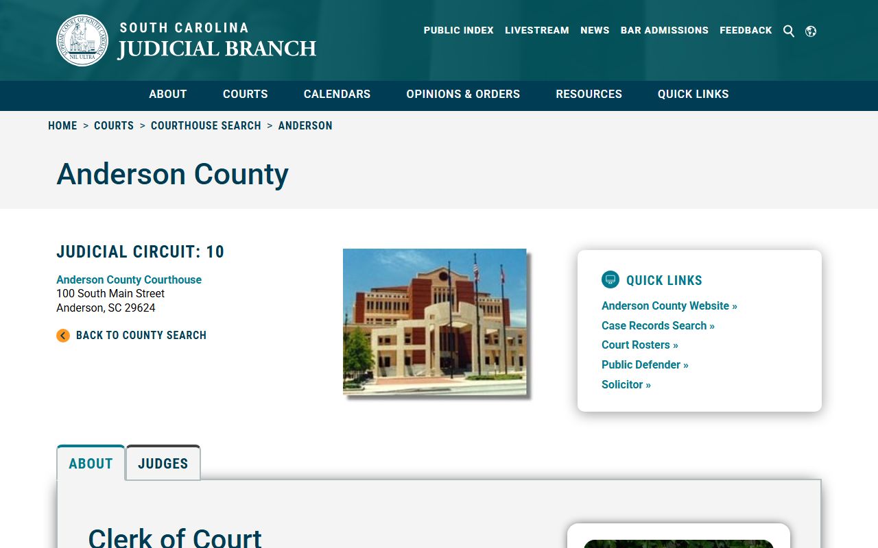Anderson white pages South Carolina Courts Anderson County records