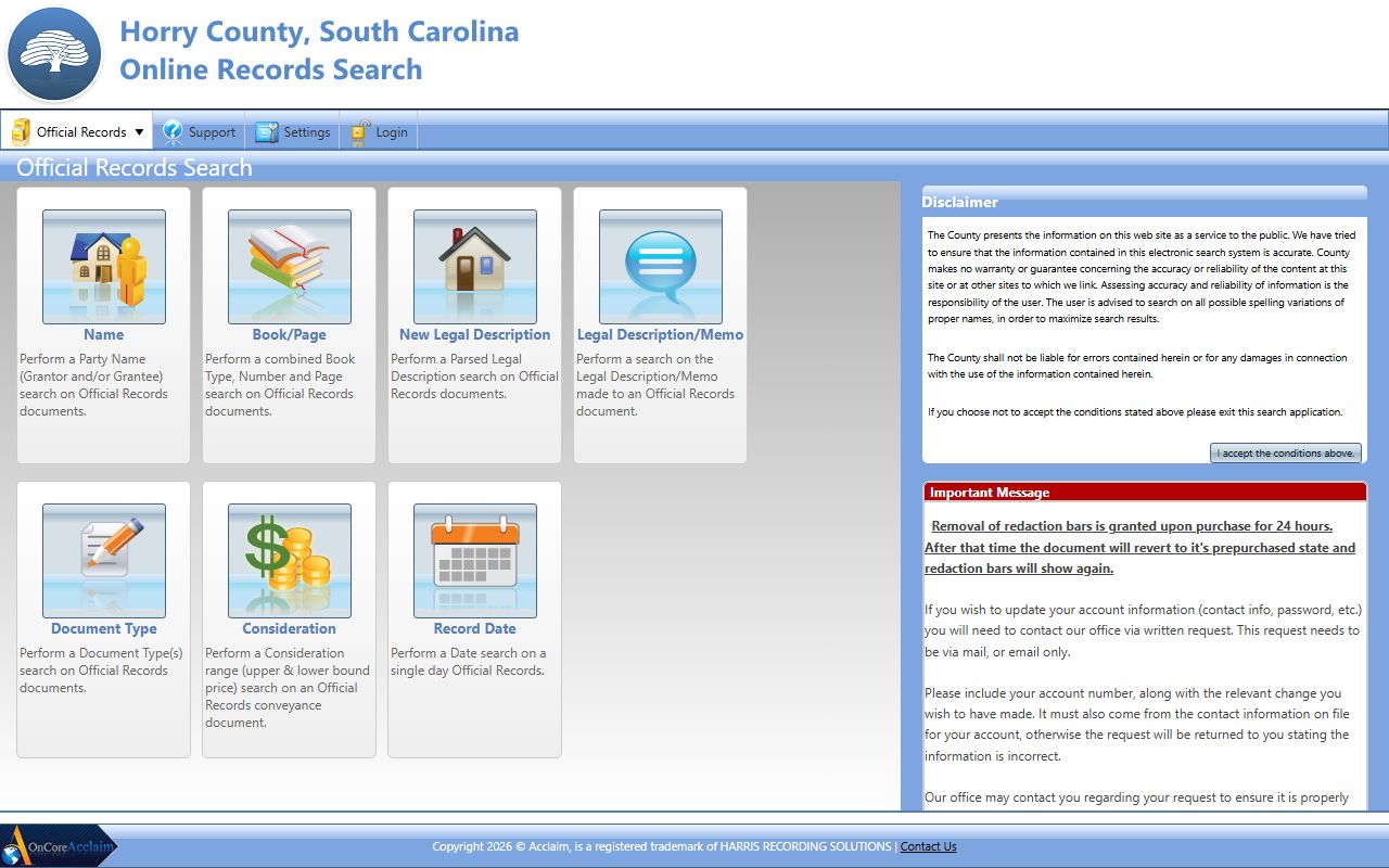 Conway white pages Horry County property search system