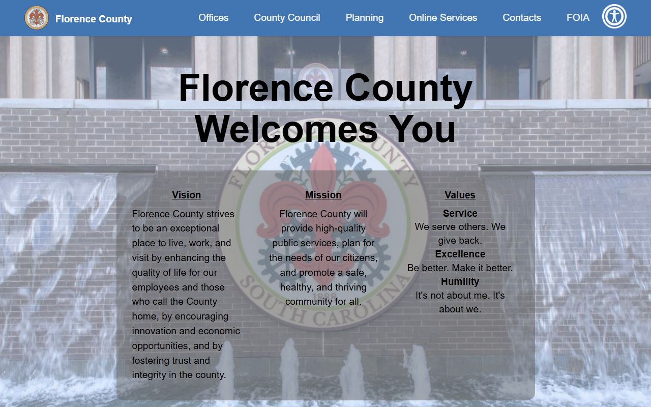 Florence County government website for Florence white pages research