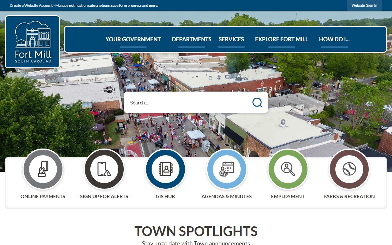 Fort Mill town government website for Fort Mill white pages records