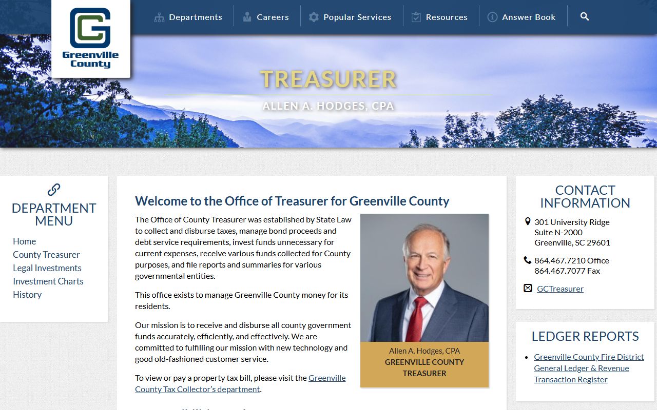 Greenville County white pages Treasurer office records