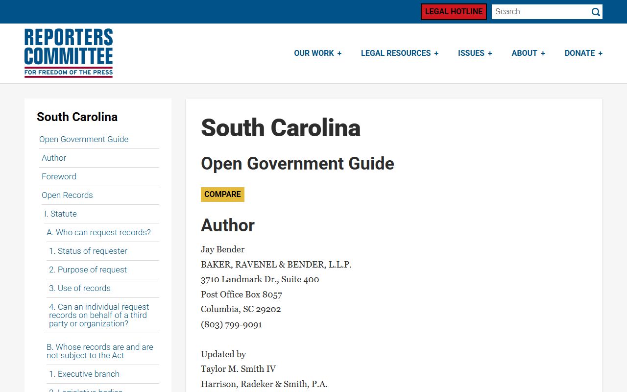 South Carolina white pages open government guide